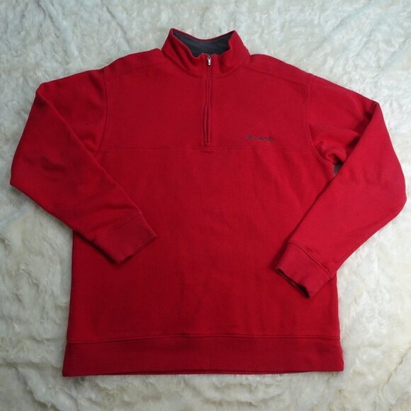 Columbia Red Qtr Zip Sweatshirt Size Medium - Picture 1 of 6